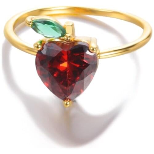 ETCAVCE Sweet Fruits Cubic Zircon Pave Rings Strawberry Grape Cherry Rings Band Kit for Women Girls Creative Jewelry 2021