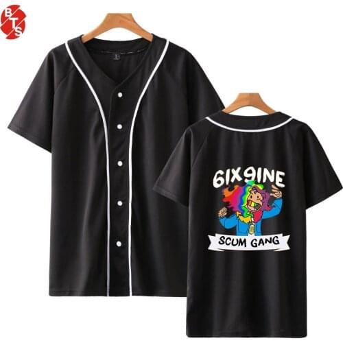 6ix9ine Fashion Rapper Print Baseball T-shirts Women/Men Summer Short Sleeve Casual Tshirts 2018 Hot Sale Casual Trendy Wear