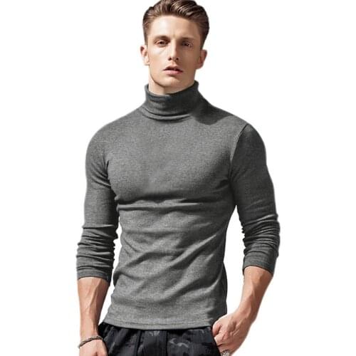 Mens t-Shirts Long-Sleeved High-Neck Bottoming Shirt Tight Body Shirt Autumn And Winter Mens Clothing T Shirts