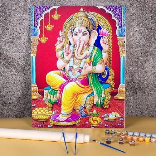 Region Ganesha DIY Painting By Numbers Kit Oil Paints 50*70 Picture By Numbers Photo Handmade For Kids Wall Art Handiwork