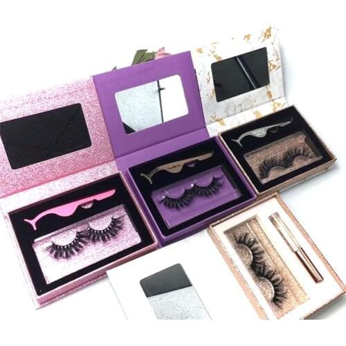 NEW wholesale one and there pairs lash box alse Eyelash packaging box 3d mink lashes boxes tweezer or glue case empty print logo