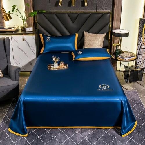 Summer New Ice Cool Bed Cover Embroidery Machine Washable Sheets Ice Bed Spread Solid Color Air Conditioning Mat Home Textiles