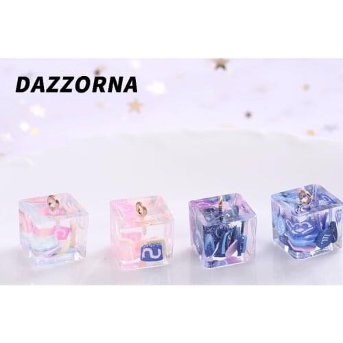 6Pcs/Pack 2colors Transparent Cube Shape With Color Letters Pendants Acrylic Pendants For Necklace Diy Bracelet Accessories