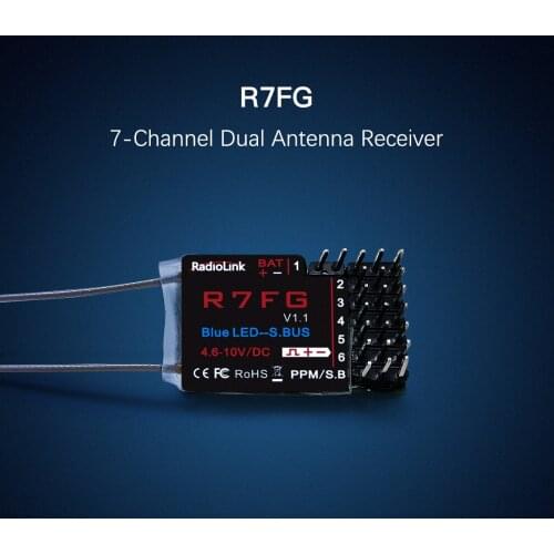 RadioLink R7FG 2.4GHz 7CH Dual Antenna Reciever High Voltage Integrated Gyro Version For Radiolinks RC6GS RC4GS T8FB Transmitter
