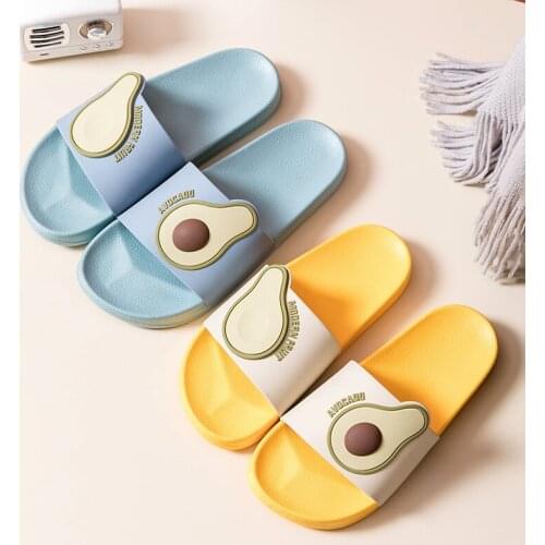 Lovers Women Men Summer Slippers Casual Sandals Beach Slides Cartoon Fruits Avocado Flip Flops Non-Slip Soft Sole Bathroom Shoes
