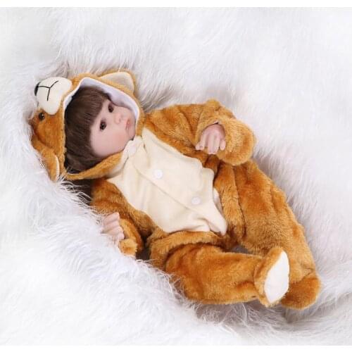 NPK silicone doll reborn 18"42cm cute new born girl baby dolls rooted hair monkey clothing set bebe dolls bonecas kids gift