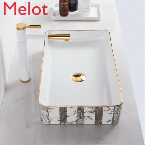 Nordic minimalist art table basin washbasin washbasin ceramic basin home bathroom wash table rectangle