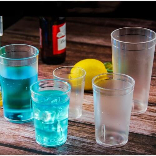 210ml / 270ml / 340ml / 470ml Portable Transparent Frosted Acrylic Plastic Water Cup Anti-drop Thickened Commercial Tea Cup