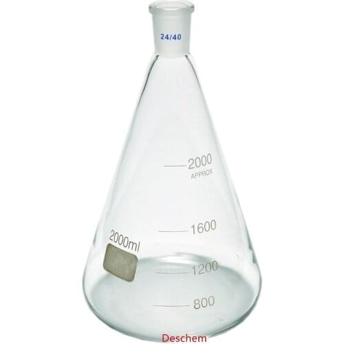 2000ml,24/40,Glass Erlenmeyer Flask,2 Litre,Conical Flasks,Laboratory Glassware