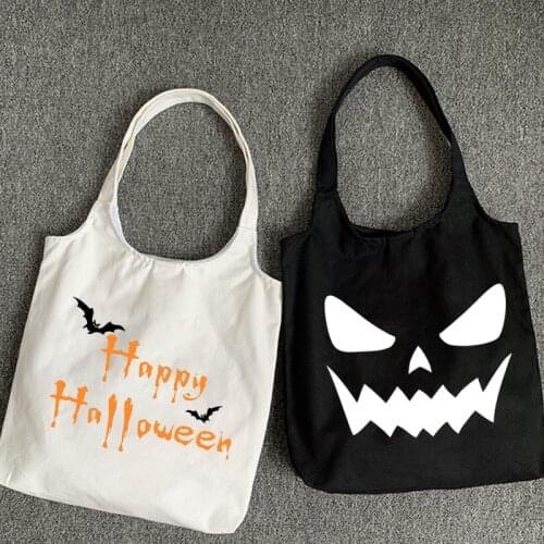 Hip Hop Gothic Bag Tote Shoulder Bag Vintage Canvas Shopping Bags Reusable Big Capacity Halloween Canvas Bags with Handle Unisex