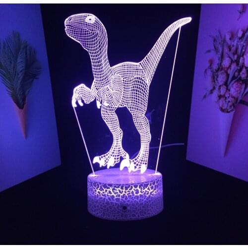 3D LED Lamp Dinosaur Series 7 Color Changes With Remote Control Visual Illusion White Cracked Base for Festival Birthday Gifts