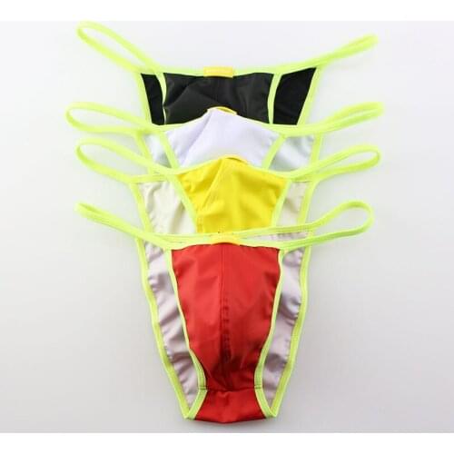 4Pcs/Lot Men Briefs Sexy PU Leather Mini Bikini Thongs Underwear 2019 Penis Pouch Briefs Low Waist Underwear Lingerie Panties