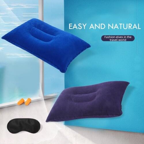 U Shaped Pillow Portable Ultralight Inflatable PVC Nylon Air Neck Pillows Sleep Mask Earplug For Airplane Hiking Campain Travel