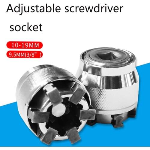 1PC 3/8 inch Drive 10-19 mm Adjustable Hex universal Socket Torque Ratchet Socket Adapter Spanner Sleeve Repair Tool