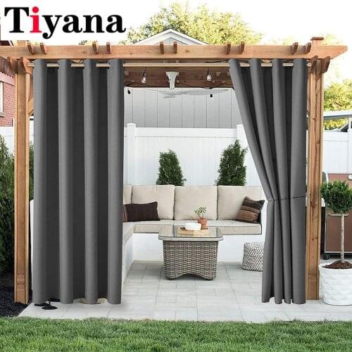 1 PCS Waterproof Outdoor Blackout Curtain Panels Dark Grey Pavilion Insulation Curtains JK277Z