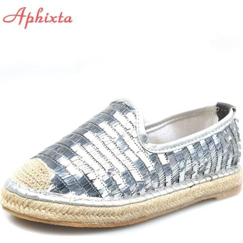 Aphixta Women Flats Shoes Sequins Fisherman Shoes Shallow Bling Loafers Round Toe Mixed Color Flats Casual Ladies Footwear