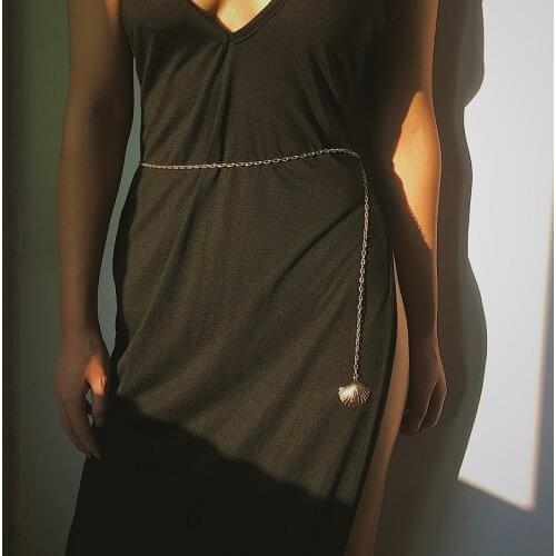 Ladies Luxury Metal Waist Chain Gold Silver Scallop Fringe Chain Belt Fashion Dress Jewelry Waistband Chains cinturon mujer