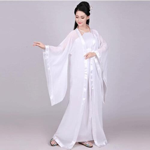 Female Chinese Folk Dance Fairy Dress Green White Stage Costumes Man Hanfu Woman Traditional Chinese Clothing