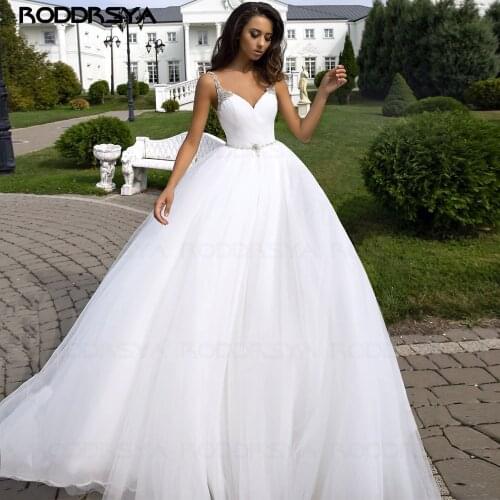 Organza Wedding Dress Sexy Beading Spaghetti Straps V Neck Ruched Backless Wedding Dresses 2021 Vestido De Novia