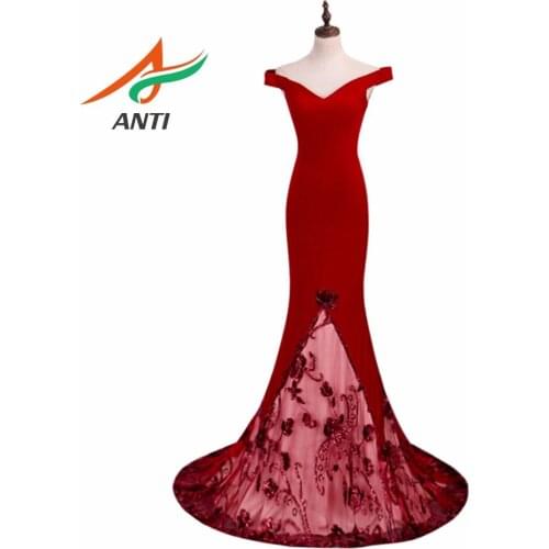 ANTI Sexy V-Neck Printing Flower Long Prom Dresses 2019 Off the Shoulder Formal Evening Dresses Party Dress vestido longo