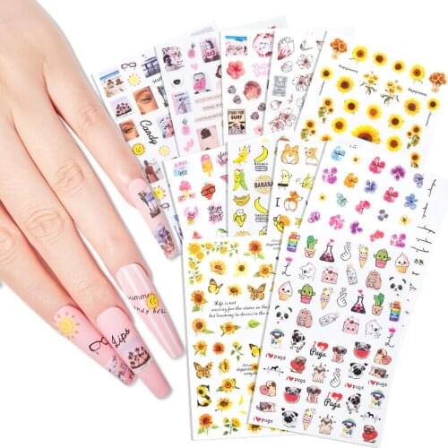 1pc Sunflower Nail Art Stickers Blossom Deisgn Nail Art Water Transfer Decals Adhesive stickers Decorations for Manicure