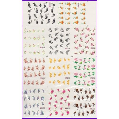 11 PACK/ LOT WATER DECAL NAIL ART NAIL STICKER FLOWER LOTUS ROSE TULIP DAISY BLE133-143