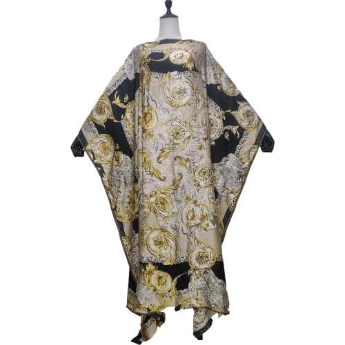 2021 Eid Mubarak New Floral Dubai Summer Silk Kaftan Maxi Dress Kuwait Oversize Batwing Sleeve Muslim Bohemian Beach Dress