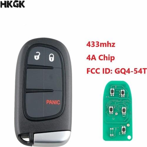 3 Buttons Remote Key Keyless 433Mhz 4A/PCF7953M Chip For Jeep Cherokee 2014-2018 GQ4-54T No Mark