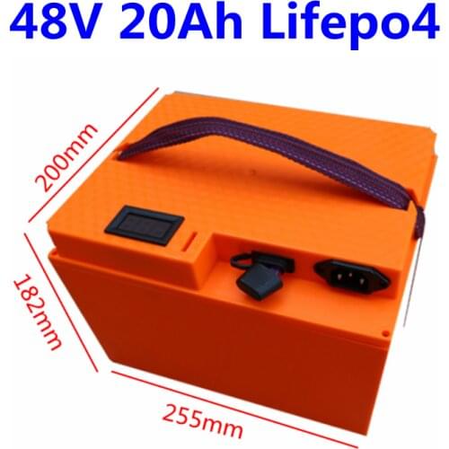 48V 20Ah lifepo4 battery pack with waterproof ABS case built in bms for 48V 20ah electric bike scooter+58.4v 3A Charger