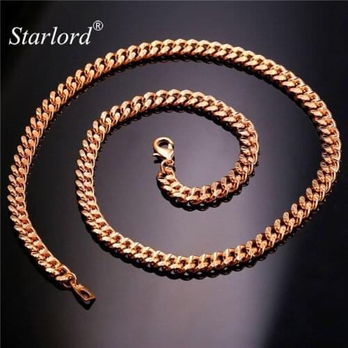 Starlord Helix Chain Necklace For Men Jewelry Rose Gold/Gold Color 6MM Men Chain Kpop Collares Cuban Link Chain N838M