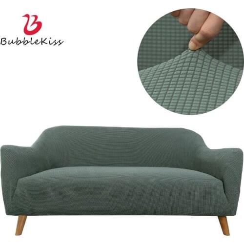Bubble Kiss Solid Color Sofa Cover Stretch Furniture Covers Polyester Corner Sofa Covers All-Inclusive Dust Proof Couch Cover