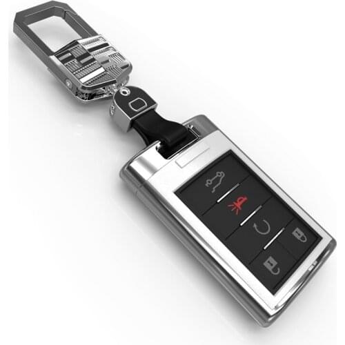 New Mirror Reflection Hard Case Cover for Cadillac CTS XTS ATS SLS SRX Round Logo Smart Key Rings Protect Shell Car with Buckle