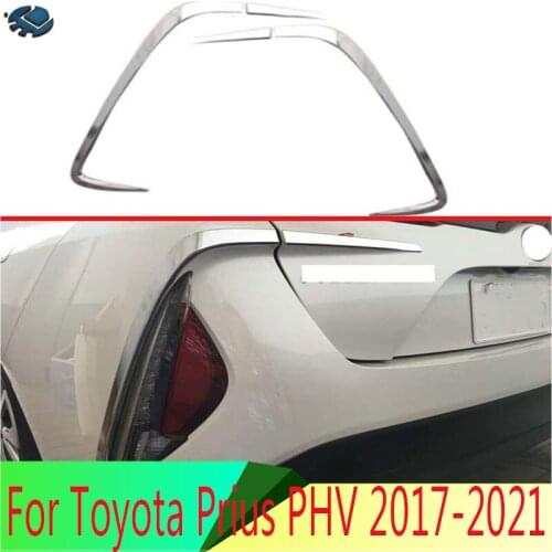 For Toyota Prius PHV 2017 2018 2019 Decorate Accessories ABS Chrome Rear Reflector Fog Light Lamp Cover Trim