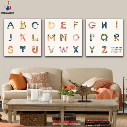 DIY colorings pictures by numbers with colors English 26 letters picture drawing painting by numbers framed decor three pieces