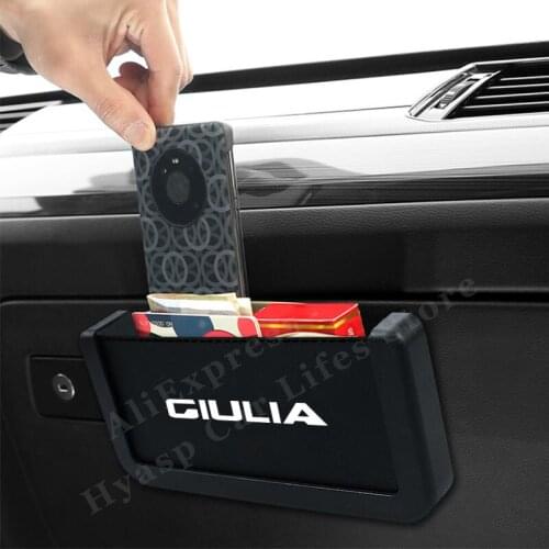 For Alfa Romeo Giulia Car Seat Back Storage Multifunction Auto Leather Mobile Phone Holder Pocket Auto Interior Accessories