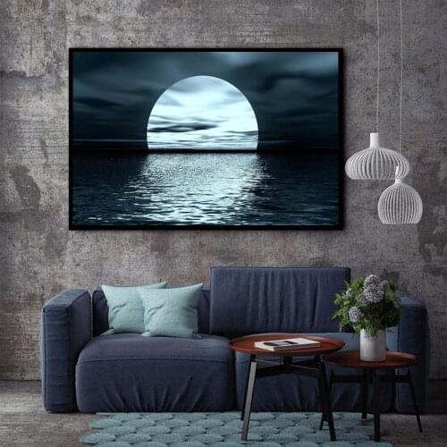 Moon Phases Canvas Painting Landscape Nordic Black White Poster Print Wall Art Picture For Living Room Home Office Decor