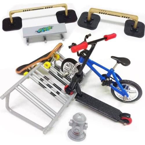 Fingerboard bike props Alloy Finger scooter skateboard shoes accessories Set Two Wheel Mini Scoot Tools Bmx Bicycle Kids Toys