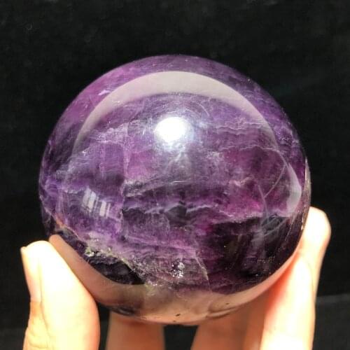 Purple Fluorite Quartz Stone Hand-Polished Feng Shui Sphere Healing Reiki Home Decoration Stone Handicraft Decoration Sphere