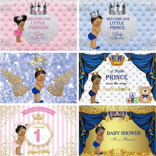 Baby Shower Backdrop Our Little Princess Is On Her Way Pink Headboard Crown Photocall Family Party Poster Photography Background