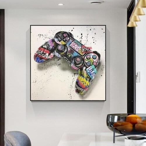 Graffiti Art Poster Gamer Gift Gamepad Canvas Painting Abstract Game Handle Gaming Wall Art Decor