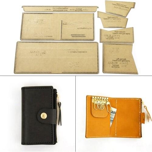 DIY Key Pocket Kraft Paper Template Leather Coin Purse Sewing Drawing Pattern Leather Craftwork Stencil Supplies