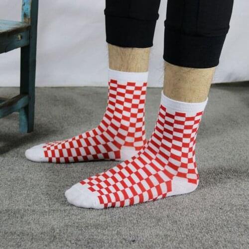 Korea Funky Harajuku Trend Women Checkerboard Socks Geometric Checkered Socks Men Hip Hop Cotton Unisex Streetwear Novelty Socks