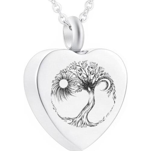 Cremation Jewelry Heart-Shaped Tree Of Life Necklace Stainless Steel Urn Memorial For Human/Pet Ashes Souvenirs