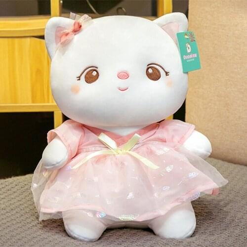 High Quality Plush Cat Doll Toys Stuffed Animal Japanese Style Skirt Cats Pink Blue Soft Doll Appease Toy Baby Birthday Present