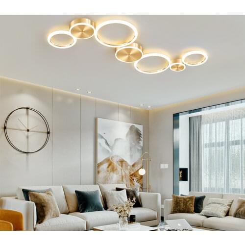 New Golden Bedroom Lamp Simple Modern Led Ceiling Lamp Creative Personality Round Simple Lamp Restaurant Ceiling Lamp