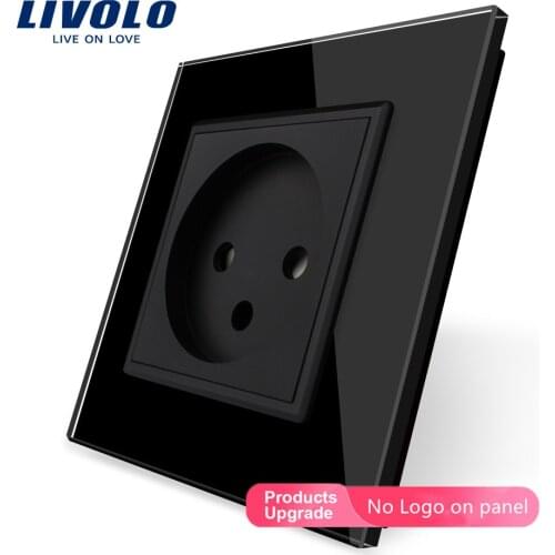 Livolo EU Standard Israel Power Socket, White Crystal Glass Panel, AC 100~250V 16A Wall Power Socket, VL-C7C1IL-11