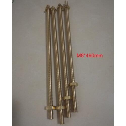 M8 Brass Thread Rod Threaded Bar about 490mm/pc, 5pcs/lot