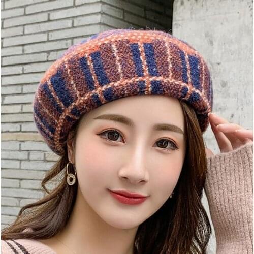 Fashion Wool Sweet Beret Women Hats High Quality Thicken Painters Cap Ladies Knitted Vintage Autumn Winter French Artist Hat