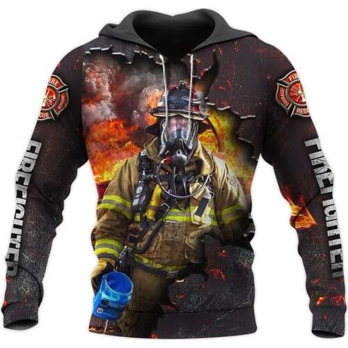 Man Casual Hoodie Fireman 3D Firefighter Print Hoodies Women Zipper Jacket Autumn Spring Coat Long Sleeve Unisex Streetwear 07