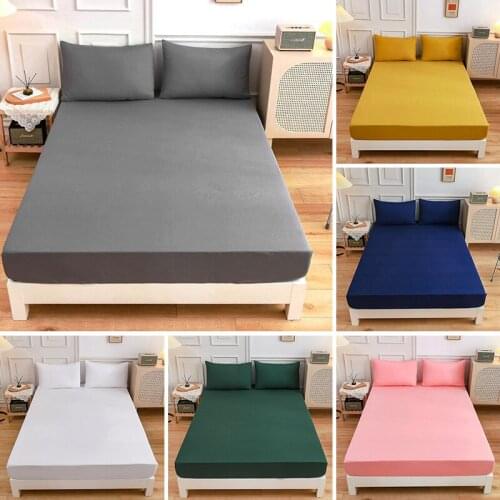 Soft Pure 10 Color Bed sheet Single / Queen / King Fitted Sheet Protect Mattress Cover without pillowcase